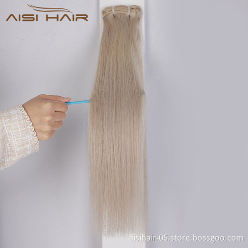 Aisi Hair 10A 100% Brazilian Unprocessed  Human Hair Bundle 20inch Double Drawn Blonde Human Hair Extension For Women